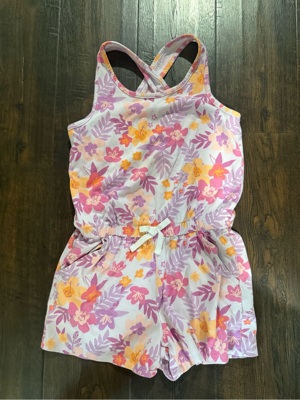 Cat & Jack Pink, Purple & Yellow Floral Crossback Romper